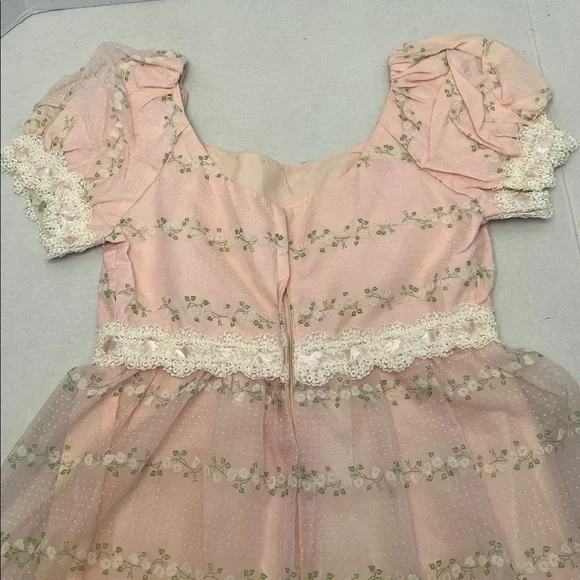 VINTAGE WOMENS REGENCY SWISS DOT LONG MAXI DRESS WITH PUFF SLEEVES SMALL - Picture 12 of 17